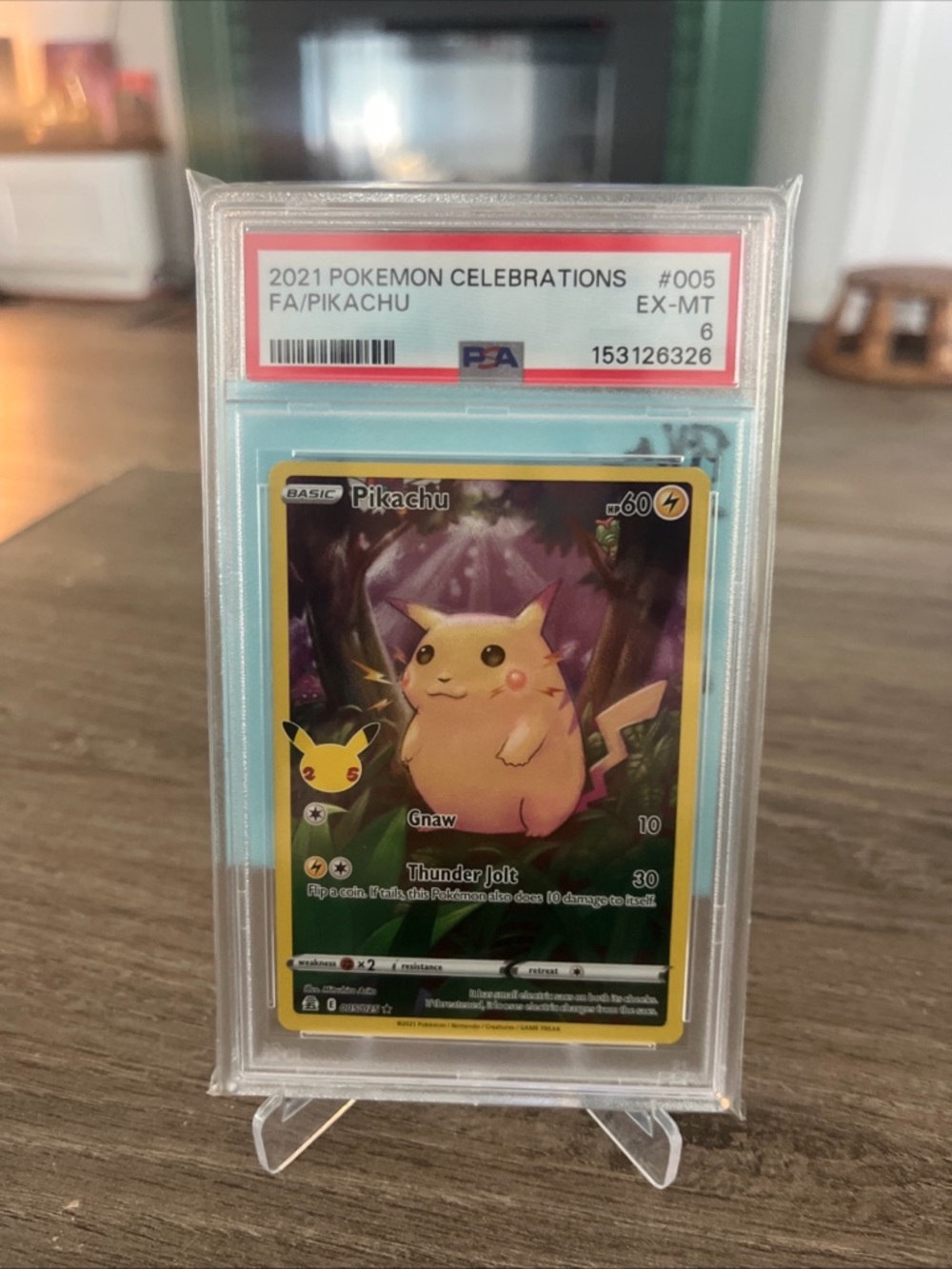 Pokemon Pikachu Celebrations Holographic Card - Yellow, Pink, Green